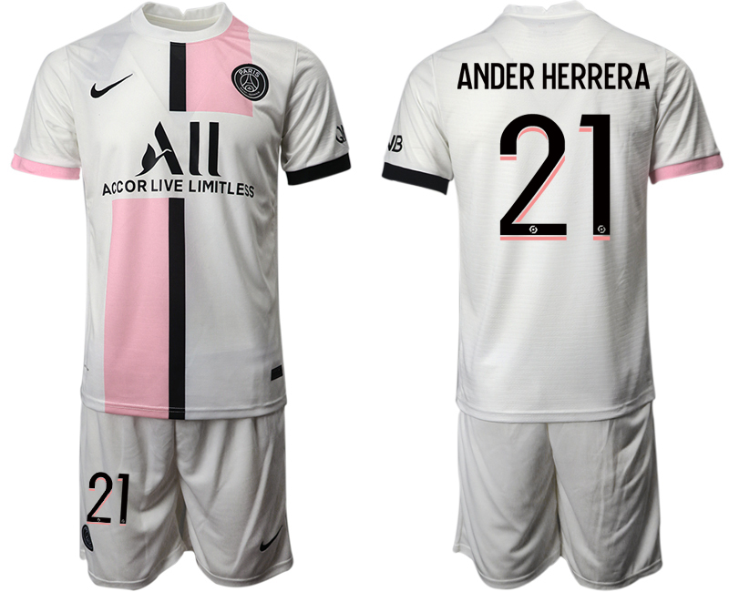 Men 2021-2022 Club Paris St German away white #21 Soccer Jersey->paris st german jersey->Soccer Club Jersey
